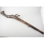 Antique Indian flintlock musket, barrel 57cm, full stock,