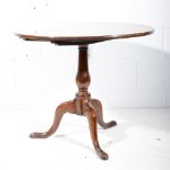 A George III mahogany pedestal table, circular tilt top, baluster column, tripod base, diameter cm,