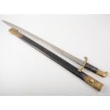 A fine and rare 19th century Sword bayonet for the Lancaster Rifles, brass mounts,