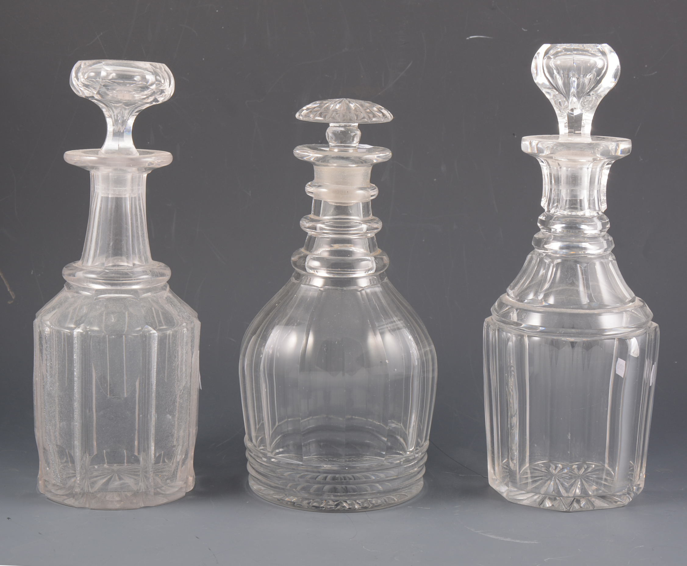 Cut glass decanters and two cut glass jugs, (10).