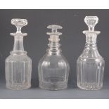 Cut glass decanters and two cut glass jugs, (10).