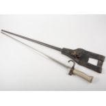 A fine and rare 19th century French Gendarmerie bayonet, cruciform blade, 52cm,