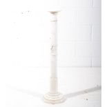 Alabaster jardinière stand, square top with canted corners, turned column, octagonal base,