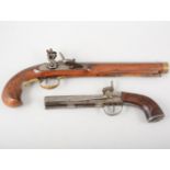 A flintlock pistol, full walnut stock, (a.f.