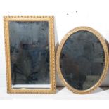 Modern pine framed wall mirror, rectangular plate, 90cm x 61cm; and two gilt framed wall mirrors.