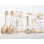 A quantity of silver flatware, a pair of Victorian silver fiddle pattern table spoons,