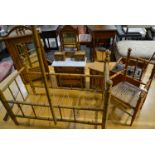 19th century bamboo four piece miniature bedroom suite, comprising, wardrobe with mirrored door,