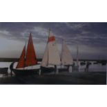 V18. 'Evening Tide Blakeney', Chris Croton ?, frame: 26 x 21cms, print.