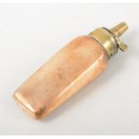 19th Century lozenge shape copper powder flask for a pistol, 11cm.