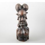 African wooden bust, 36cm.