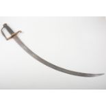 18th Century Light Hanger sword, brass hilt with five ball guard, curved blade 60cm,