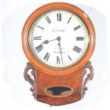 Victorian mahogany drop dial wall clock, signed Jenners/Jno Walker, Edinburgh, 55cm.