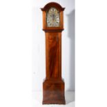 Mahogany Grandmother clock, arched brass dial, the movement striking on a gong, 180cm.