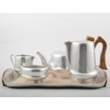 Picquot ware five-piece tea set.