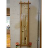 An Admiral Fitzroy Barometer, mercury tube with manually operated sliding indicators at side,