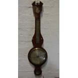 Withdrawn - Victorian mahogany banjo barometer, moulded architectural pediment, silvered dials,