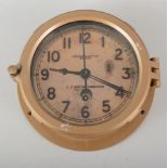 American Admiralty ship's clock, Chelsea Clock Co., Boston, gilt metal case, 20cm.
