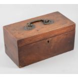 Victorian mahogany caddy box, (a.f.) 31cm; and a oak cased wall aneroid barometer.