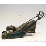 Hayter Harrier 48 petrol driven rotary lawn mower, and assorted garden tools.