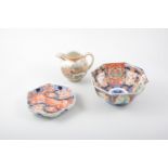 Japanese porcelain eggshell type three-piece teaset, painted with figures in a landscape setting,