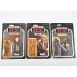 Star Wars figures; Return of the Jedi, Darth Vader, Han Solo in Trench outfit, Lando Calrissian,