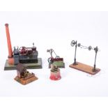 Bing Germany steam stationary engine with GBN Bavia side plate, 28cm long chimney, 6cm flywheel,