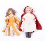 Two Victorian dolls, bisque head, original outfits,