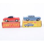 Dinky Toys; diecast models Volkswagen Karmann Ghia Coupe 187, Mercedes Benz 220 SE 186, both boxed,