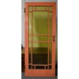 Painted front door, chinoiserie style painted glazing bars, with tinted glass, 198cm x 81cm.