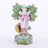 Staffordshire pearl glazed earthenware bocage figure, of a lady archer, circa.