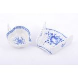 First Period Worcester porcelain blue and white porcelain butter boat,