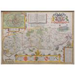 John Speed, Sussex Described and Divided, hand-coloured county map, with a plan of Chichester,