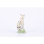 Staffordshire pearl glazed earthenware model of a seated cat, late 18th Century,