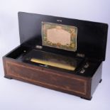 Swiss musical box, playing twelve airs, on a 33cm drum, rosewood case with kingwood and stringing,