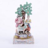 Staffordshire pearl glazed earthenware bocage group, titled TENDERNESS, circa.