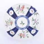 First Period Worcester porcelain circular dish, circa.