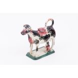 Pratt type cow and milkmaid creamer, circa.