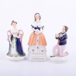 Staffordshire figure, Jenny Lind, as Marie, titled in indented capitals, painted in colours,
