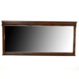 Large overmantel mirror, rectangular bevelled plate, hardwood frame, 82cm x 178cm.