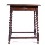 Oak side table with barley twist supports.