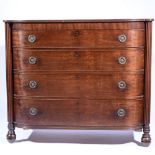 Victorian mahogany bowfront chest of drawers, fluted engaged columns, four long graduating drawers,