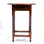 Oak occasional circular top with a moulded edge, frieze drawer,