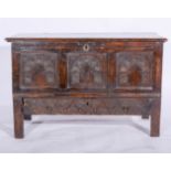 Joined oak mule chest, basically 18th Century, adapted,