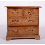 Small oak chest of drawers, fitted with two short and two long drawers, bracket feet, 69cm,