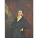 English School, early 19th Century, three-quarter length portrait of a gentleman, oil on board,