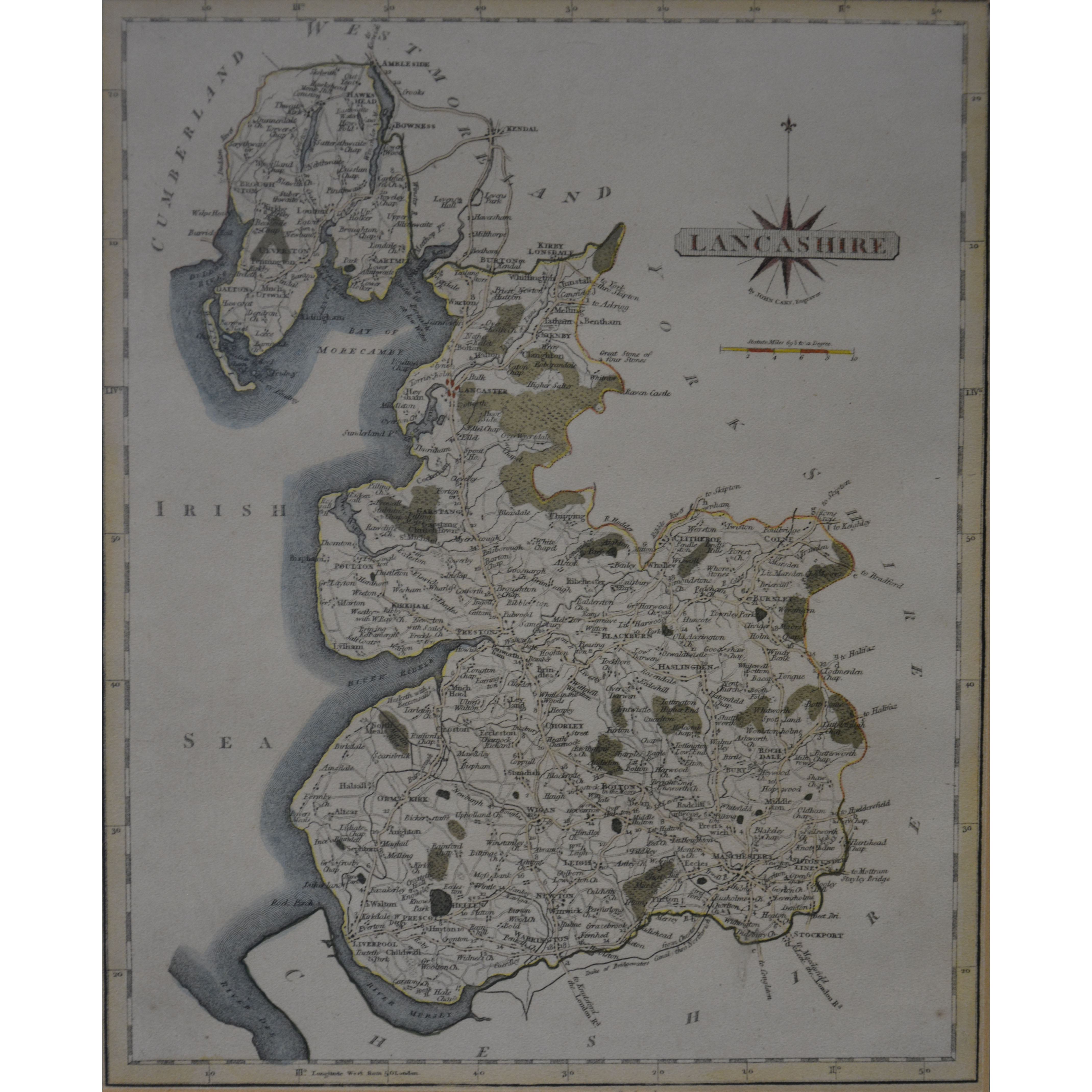 John Cary - Three antiquarian maps, Lancashire, Northamptonshire, Staffordshire. - Image 2 of 2