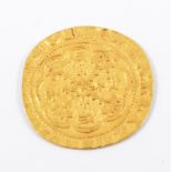 Edward IV gold hammered Quarter Ryal, Treaty period, list at centre of reverse,