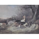After John Dean Paul, "Leicestershire, The Death", hand coloured lithograph,visible 26 x 59csms.