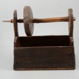 A Late 18th Century provincial soft wood wool winder, in pine and elm.