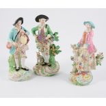 Derby style porcelain figure, musician with a flute and tambourine, 17.
